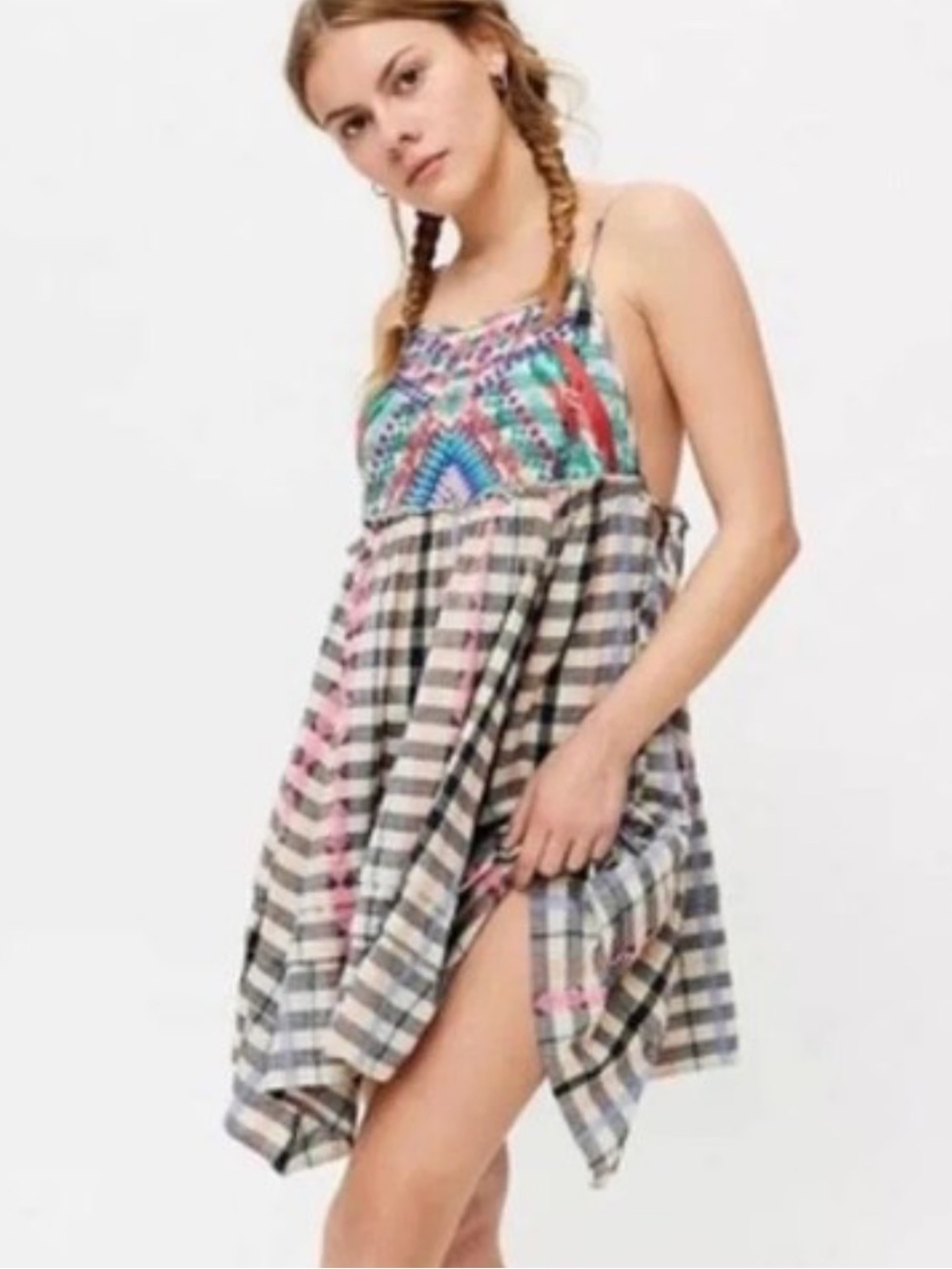 Urban Outfitters Embroidered Apron Mini Dress Size Medium